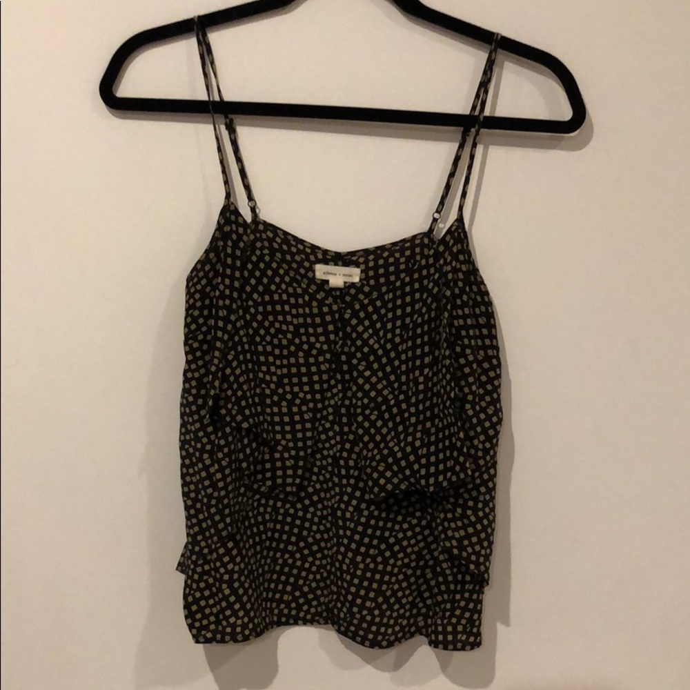 Spaghetti strap tank with ruffle detail